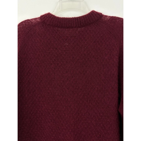 Everlane Alpaca Crew Sweater Size M Oxblood Sheer Diamond Stitch Lightweight - Picture 7 of 12